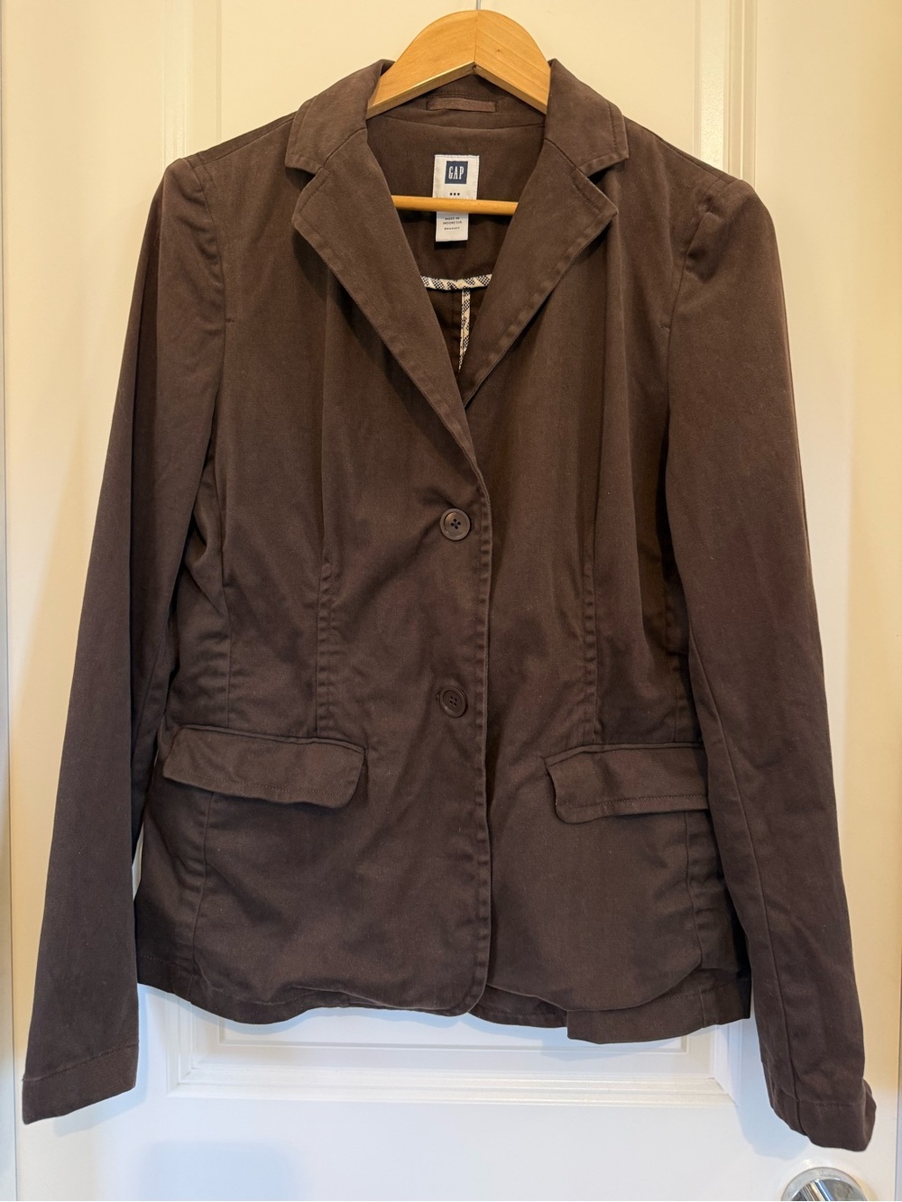 Vintage 2005 GAP Chocolate Brown Cotton Blazer Jacket Y2K Coquette Academic 12